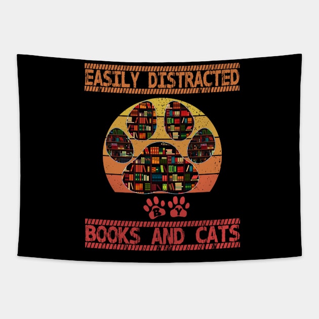 Easily distracted by cats and books Tapestry by FatTize