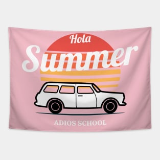 Adios School Hola Summer, summer vacation, end of school Tapestry
