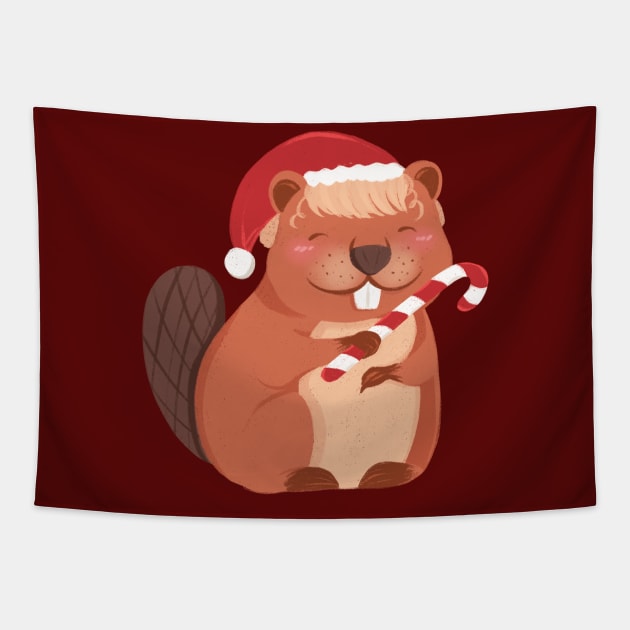 MERRY BEAVER Tapestry by Catarinabookdesigns