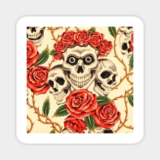 Skull red roses Magnet