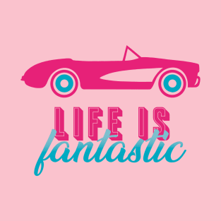 Life Is Fantastic: Pink Convertibles Pattern T-Shirt