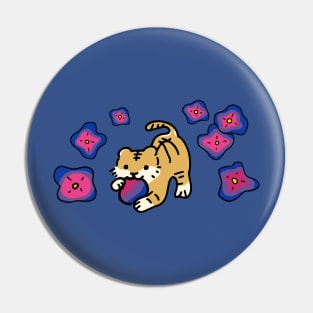 Tiger Pride Flag (Bisexual) with Cute Bisexual Flag Blossoms Pin