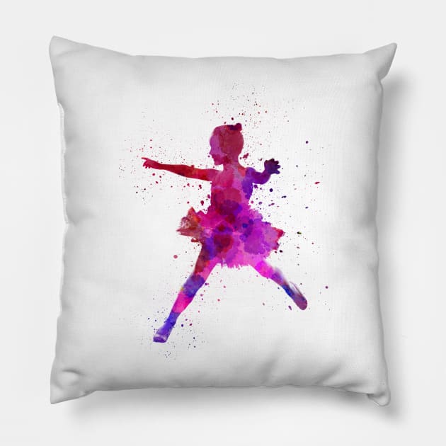 Ballet girl in watercolor Pillow by PaulrommerArt