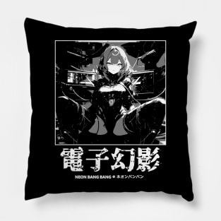 Japanese Aesthetic Cyberpunk Girl Manga Style Pillow