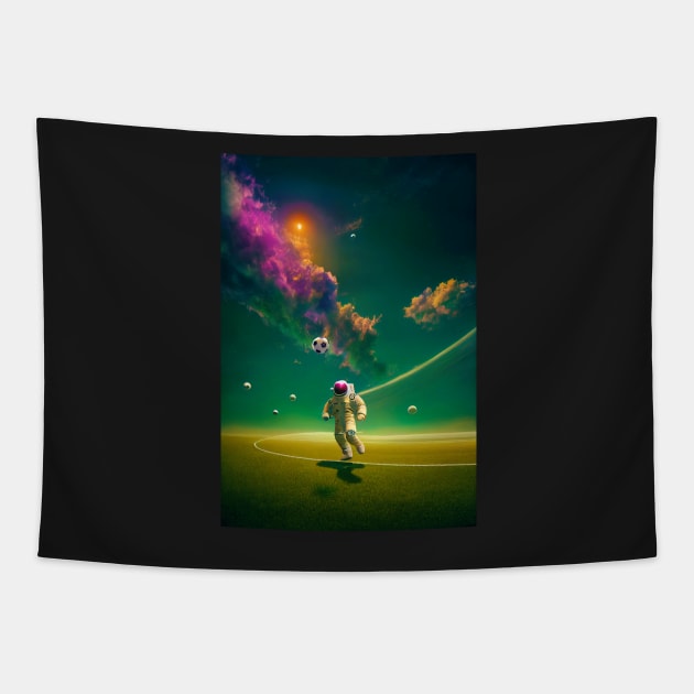 Astronaut play soccer in space Tapestry by MoEsam95