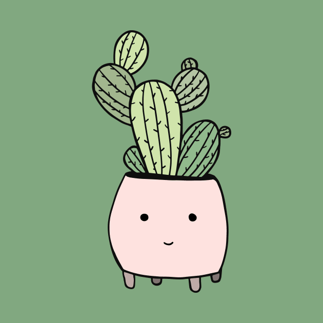 Smiling cactus in pink flowerpot by bigmomentsdesign