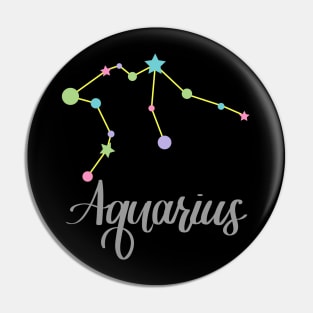 Aquarius Zodiac Constellation in Pastels - Black Pin