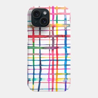 Pocket - Grid Checks Lines Watercolor Multicolored Phone Case