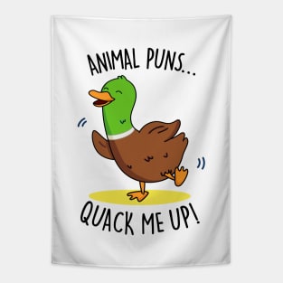 Animal Puns Quack Me Up Cute Duck Pun Tapestry
