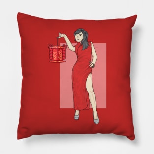 Lady In Red Rain Collection Pillow