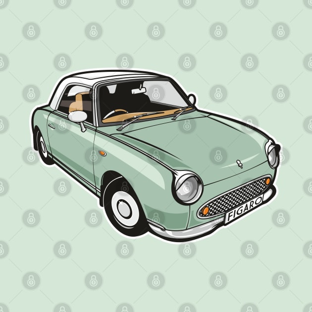 Nissan Figaro Emerald Green by Jamie Lee Art