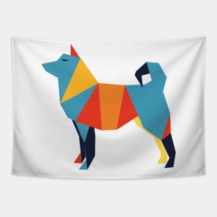 Geometric Colorful Dog Abstract Retro Design Abstract Animal Tapestry