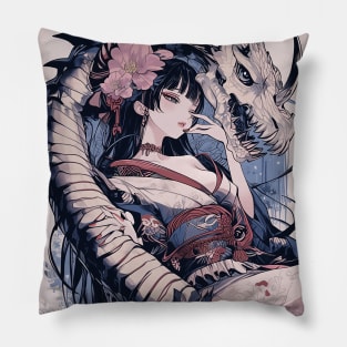 Geisha and Dragon 7804 Pillow