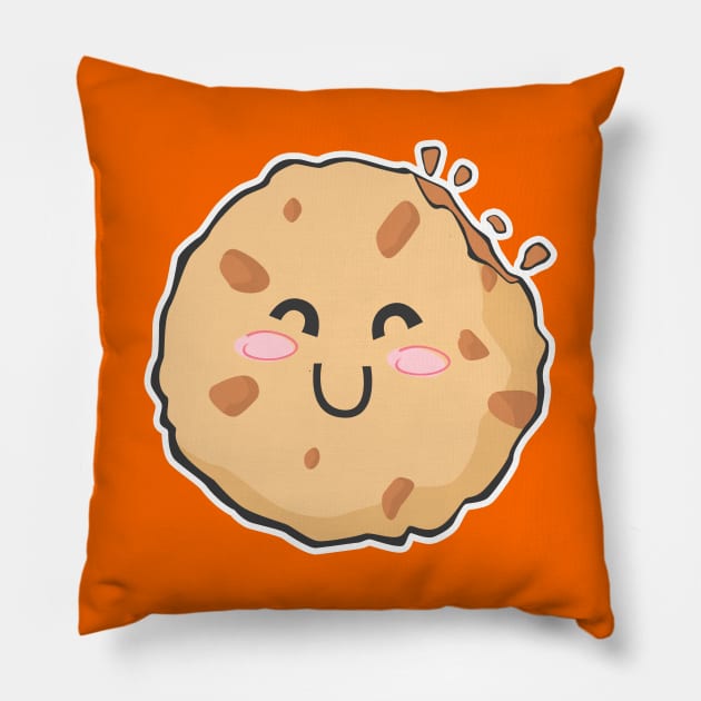 Cute Cookie Smiling Pillow by BrightLightArts