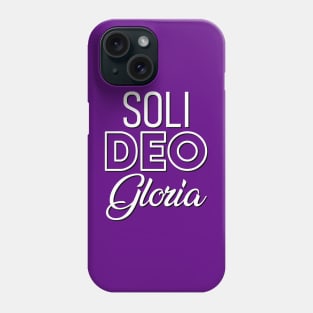 Soli Deo Gloria white text Phone Case