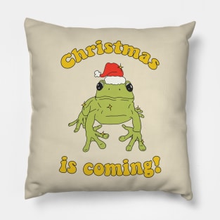 Christmas Frog in Christmas Hat ♥ Christmas Is Coming ♥ Pillow