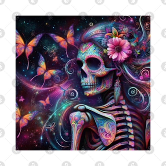 Psychedelic Skeleton Butterflies by Fanciful Wonder