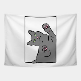 Grey cat Illustration Tapestry