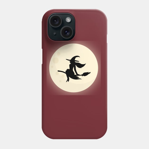 Flying Witch Moon Background Phone Case by Mako Design 