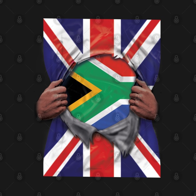 South Africa Flag Great Britain Flag Ripped - Gift for South African From South Africa by Country Flags