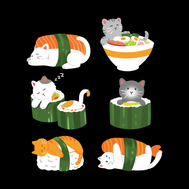 Sushi Cat Japanese Anime Kawaii Neko by KAWAIITEE