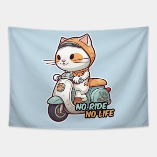 Kawaii cat riding scooter Tapestry