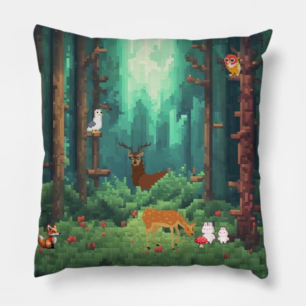 Pixel Forest Pillow by Kacper O.