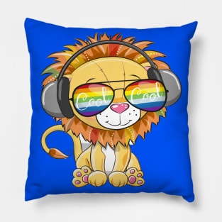 Cool Cartoon Cute Lion with sun glasses Pillow