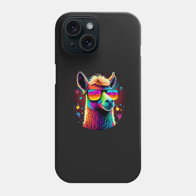 Groovy Llama Rocking Colorful Glasses Phone Case by ceemyvision