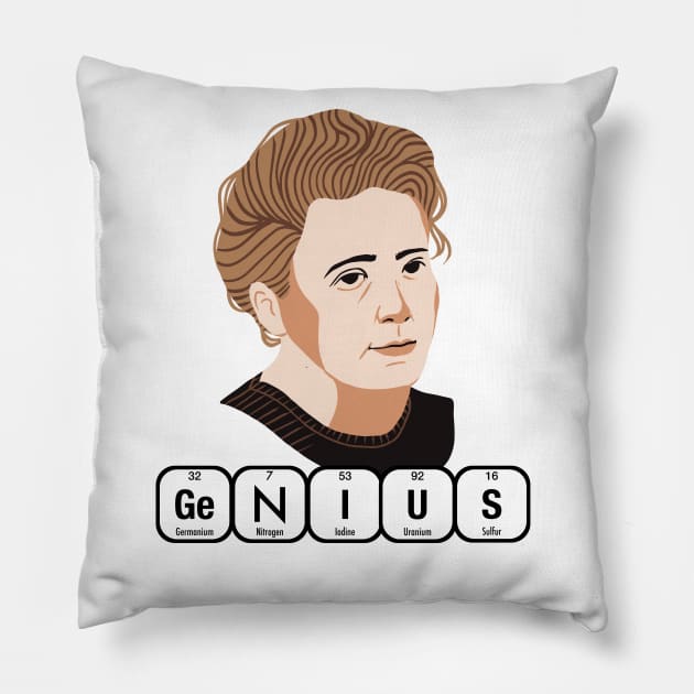 GENIUS Marie Curie Pillow by firstsapling@gmail.com