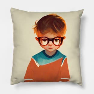 Smart kid with big glasses Pillow