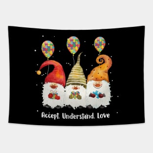 Accept Understand Love Autism Santa Tapestry