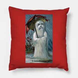 Weird Victorian Christmas Snowman Greeting Pillow