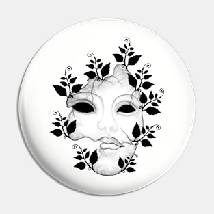 Black and white overgrown mask Pin