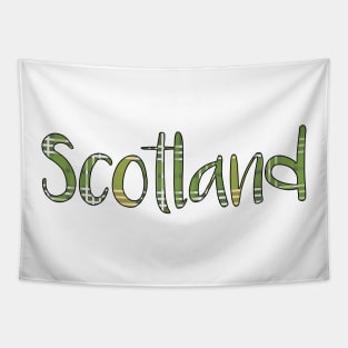 SCOTLAND, Green and Yellow Tartan Style Design Tapestry