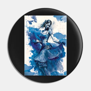 Flamenco Dancer - Watercolor Blue Pin