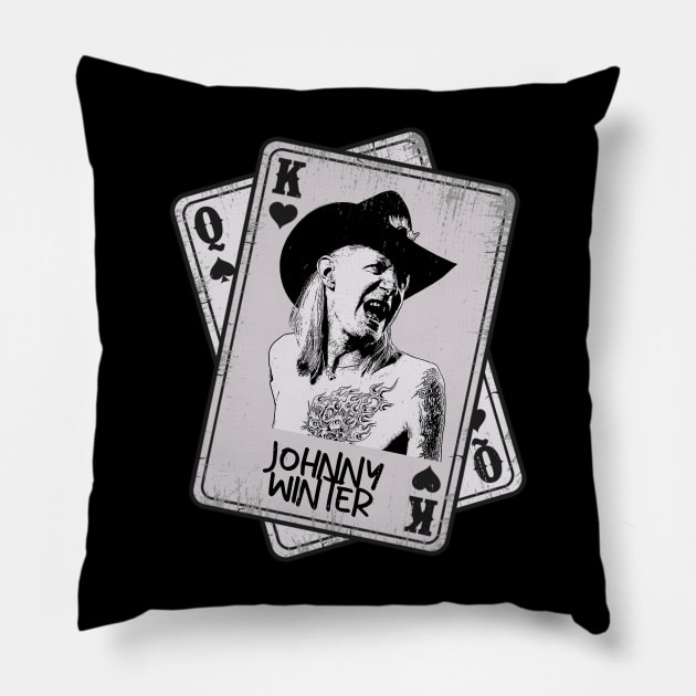 Retro Johnny Winter Card Style Pillow by Slepet Anis