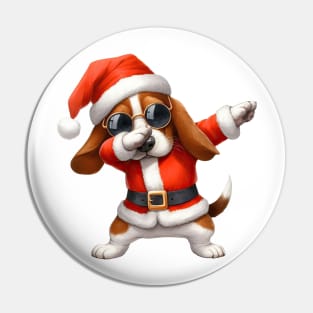 Christmas Basset Hound Dog Dabbing Dance Pin