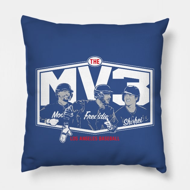 Shohei Ohtani Mookie Betts & Freddie Freeman The MV3 Pillow by KraemerShop