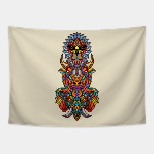 Multicolored Totem Pole Tapestry