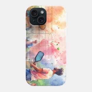 Artistic Illustration of couples playing pickleball Phone Case