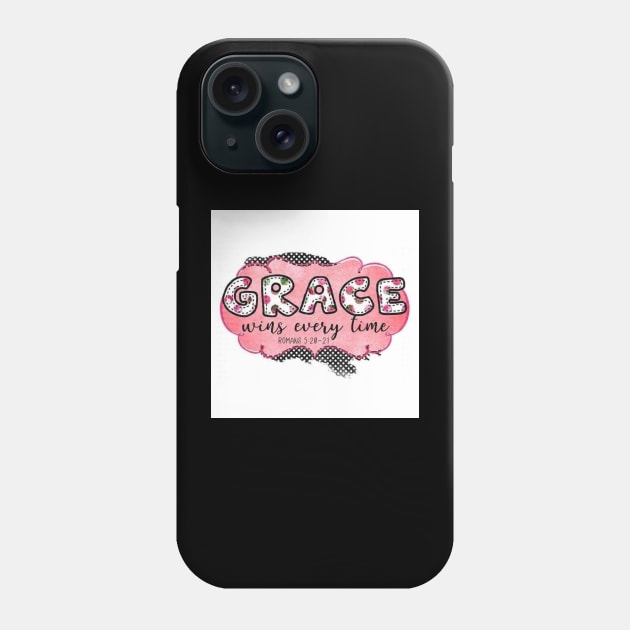 Grace Wins Every Time (Romans 5:20-21 Phone Case by PinkPurpleLace 