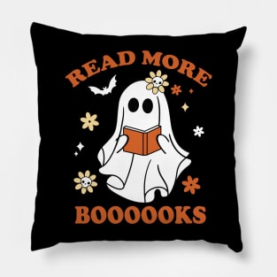 Cute Booooks Ghost Reading Books Funny Teacher Halloween Pillow