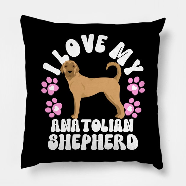 I Love My Anatolian Shepherd Pillow by The Jumping Cart