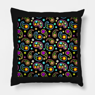 Neon Paisley Pattern Pillow