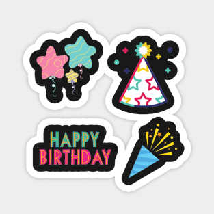 Happy Birthday 4 pk Stickers Collection Magnet