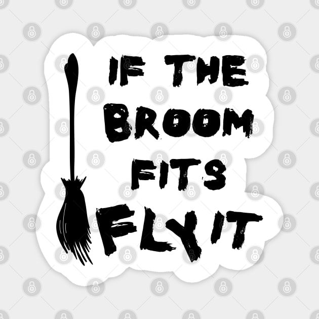 Halloween Broom Flying Quote with Black Text Magnet by Amy Quinn