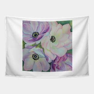 Anemones Flowers Watercolor Painting Tapestry