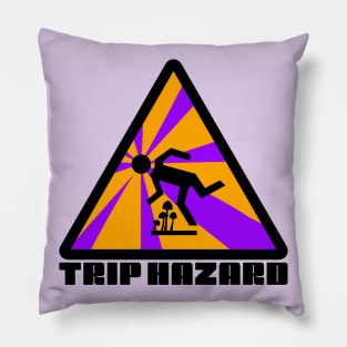 Purple Trip Hazard Psychedelic Warning Sign Pillow