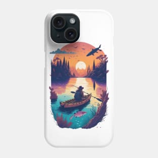 A Man Fishing during Sunset Phone Case